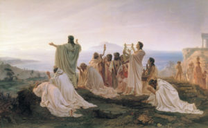 Pitagorici celebrano il sorgere del sole di Fëdor Bronnikov, 1869